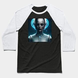 Cyborg Space Alien Girl Baseball T-Shirt